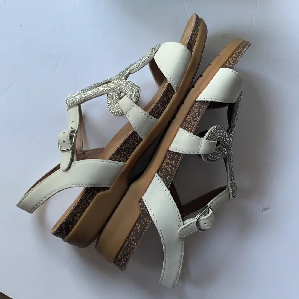 Dansko Reeta Nubuck Leather Beaded Sandals 36
